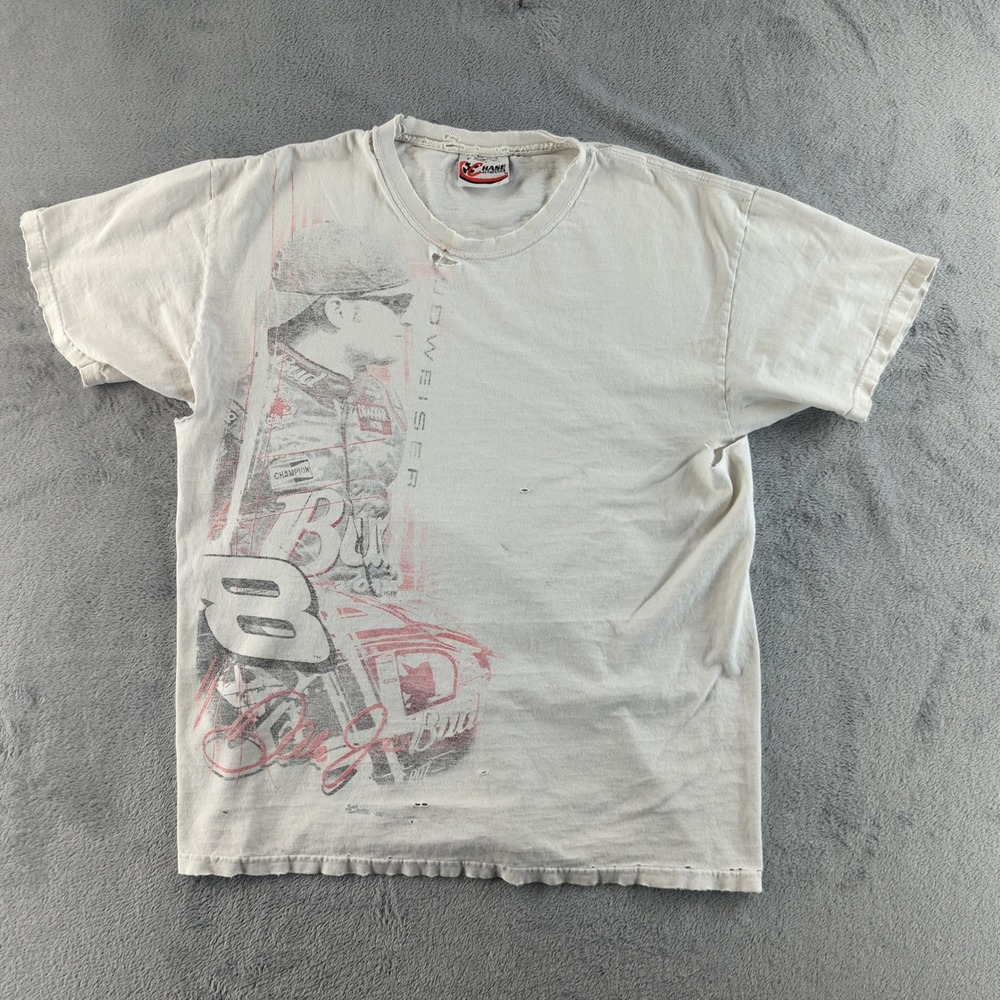 Vintage Chase Authentics Shirt Mens Medium White Dale Jr Budweiser Thrashed